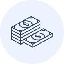 stacks of money icon inside a circle